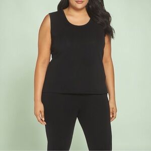 Ming Wang Women's Sleeveless Knit Tank Top In Black Size Large